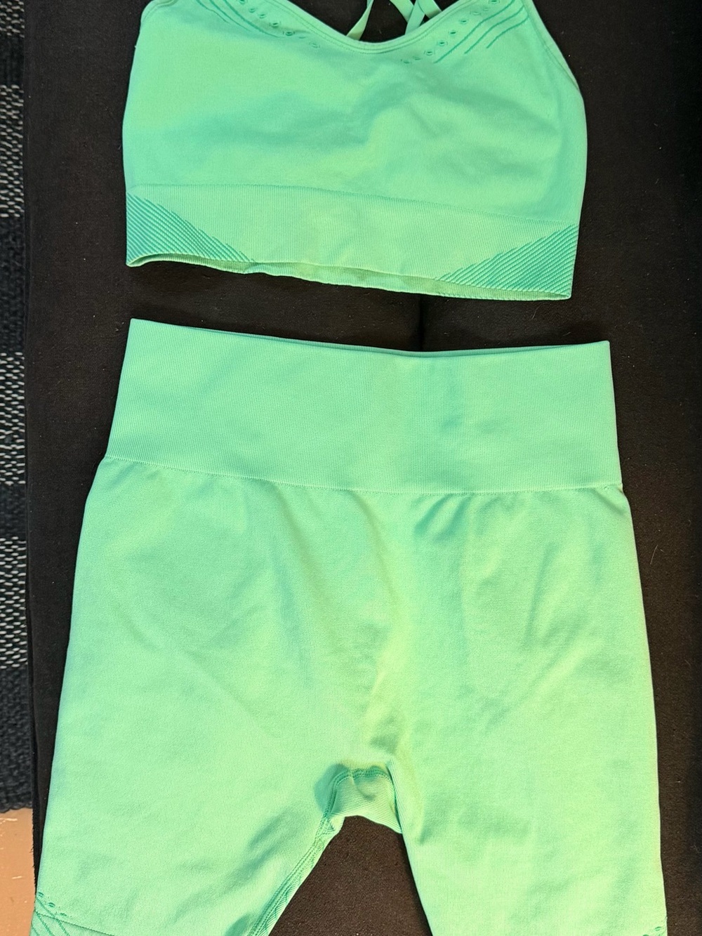 Target Green Athletic Bike Shorts and Sports Bra